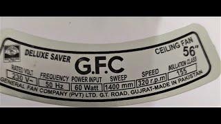 GFC Deluxe Saver Model Ceiling Fan 60 Watt, ceiling fan unboxing and watt consumption