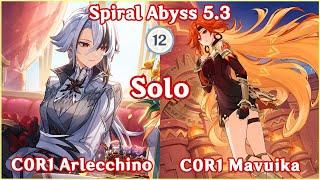 PYRO DPS SHOWCASE!! C0R1 Arlecchino x Mavuika Solo Full Star Clear Spiral Abyss 5.3 | Genshin Impact