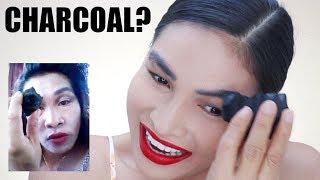 I Tried Following ERIKA EMBANG Makeup Tutorial! Using CHARCOAL for Eyebrows?