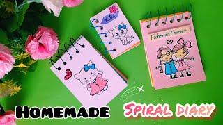 How to make SPIRAL diary at home - CHEAP  handmade spiral diary - Cute GIFT ideas - Creative naaz