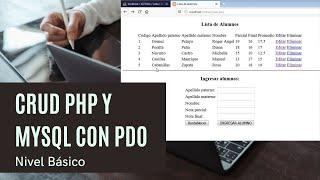 CRUD con PHP y MYSQL utilizando PDO - Ejemplo básico - Crear - Insertar - Editar y Eliminar