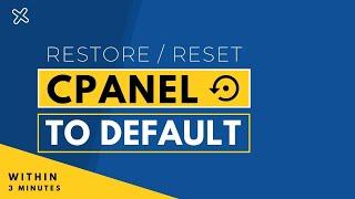 How To Reset Cpanel To Default 2024 | Format Or Restore Cpanel To Default