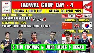 Jadwal Thomas Uber Cup 2024 Hari Ini Day 4 ~ Thomas CHINA vs KOREA ~ DENMARK vs MALAYSIA ~ Klasemen