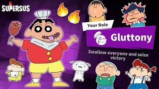 Shinchan became gluttony in super sus  | shinchan and his friends playing among us 3d  | funny