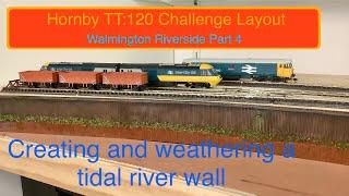 TT:120 Challenge layout. Walmington Riverside Part 4. Starting Scenery Weathering the River Wall