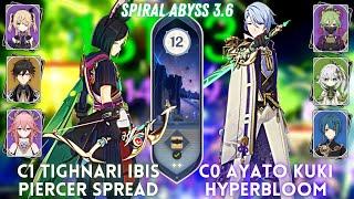 C1 Tighnari Ibis Piercer Spread & C0 Ayato Hyperbloom | Spiral Abyss 3.6 Floor 12 - 9⭐