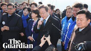 Lee Jae-myung stabbing: footage shows attack on South Korea opposition leader