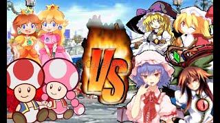 Peach And Daisy And Toad And Toadette Vs Flandre And Marisa And Utsuho And Remilia Mugen