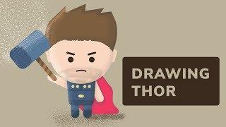 Drawing Thor (Avengers: Endgame) in Adobe Illustrator - Flat 3D Design #FanArt