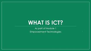 Techno - Module 1 - Introduction to ICT