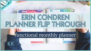 Erin Condren Functional Monthly Planner Flip Through Simple and Minimal Weekly Overview Spreads