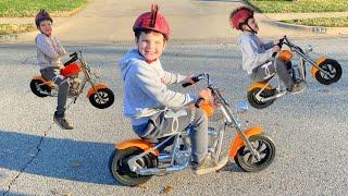 MoTORCYCLE for KiDS!! Caleb Plays with New Surprise Motorbike Ride-On Toy!