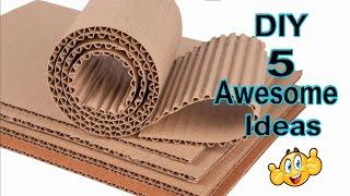 DIY - 5 Awesome Cardboard Craft Ideas | Best out of waste