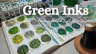  24 Green Fountain Pen Inks  | Season 2 Ink Exploration No. 5