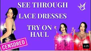 TRANSPARENT Lace Dresses TRY ON Haul with Mirror View!   Jean Marie Try On1080p