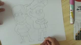 dibujando a dipper y mabel