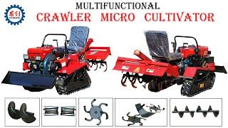 Mini Diesel Power Crawler Rotary Tiller Micro Cultivator