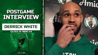 Derrick White on Losing His Teeth Again, Says He Will Get It Fixed Tomorrow | Celtics Sixers Post