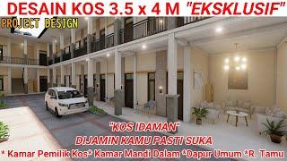 DESAIN KOS 3,5 X 4 M 2 LANTAI "EKSKLUSIF" MINIMALIS || R. Tamu, Kamar Mandi Dalam, Dapur Umum.