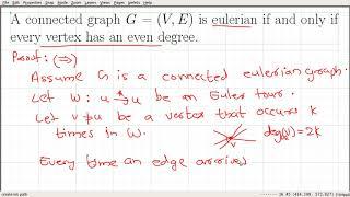 Video_22:  Graph is Eulerian if and only if every vertex has even degree