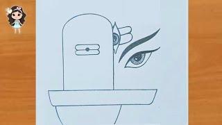 Shivling drawing with Lord Shiva eyes |How to draw Shivling |easy drawing| simple art with rose