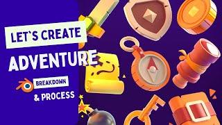 How to create Adventure 3D Illustration in Blender - Process Video and Breakdown