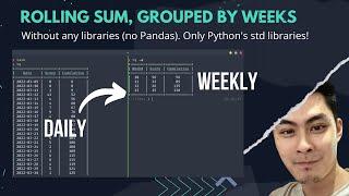 How to create Rolling Sum grouped by weeks (ISOWeek) with just Python (no pandas)