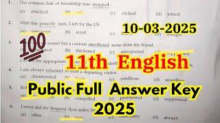 11th English Public Full answer key 2025 | 11th English Public Question Paper 2025 Answer Key