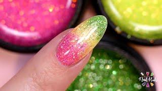 3 Color Glitter Ombre Gel Nail Design