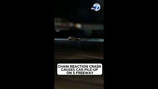 Chain reaction crash causes car pile-up on 5 freeway