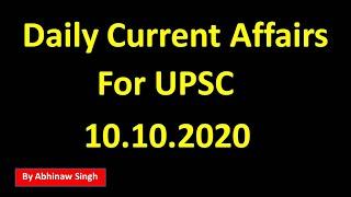 UPSC PSC Corridor Daily Current Affairs- 10.10.2020