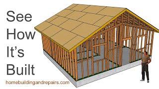 Small 625 S.F. House With Vaulted Ceiling - Walls And Scissor Roof Truss Framing Tutorial