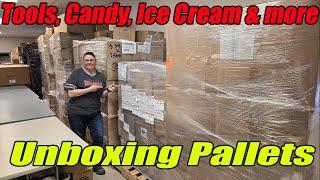 Unboxing Ice Cream, Tools, Candy and much more in this pallet unboxing