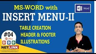 #04 Insert menu in Ms-Word | Symbols | Equation | Word art | Header and Footer setting