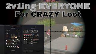 2v1ing EVERYONE for a CRAZY loot on Roblox AFTERMATH