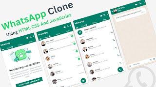 How to create a WhatsApp Clone using HTML CSS and JavaScript | Whatsapp Clone App.