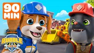 Charger & Wheeler Use Teamwork! w/ Rubble, Mix & Motor | 90 Minute Compilation | Rubble & Crew