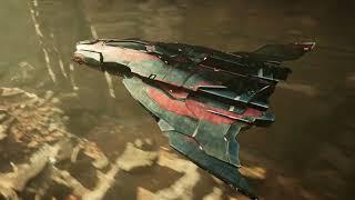 Spaceship Flying in Rocky Valley in Unreal Engine 5