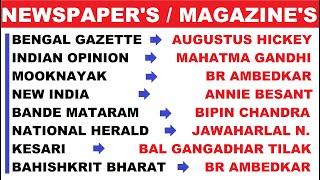 Newspaper or Magazines in India | Newspaper and their Founders | Static Gk Questions |