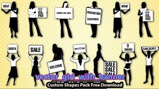 Photoshop Shapes Pack Free Download vector girl with banners