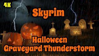 Skyrim - Spooky Halloween Thunderstorm - Falkreath Graveyard - Heavy Rain Skyrim Cemetery Ambience.