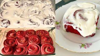 Homemade Red Velvet Cinnamon Rolls - Red Velvet Cinnamon Rolls Recipe - Ellen’s Homemade Delights