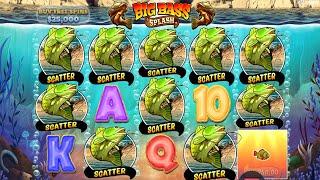 BIG BASS SPLASH - CRAZY PLAY - 2 TIMES 5 SCATTERS - BIG WIN WITH 3X MULTIPLIER - SO MUCH SPINS
