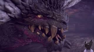 Nergigante from Monster Hunter chomps then swallows human (no sound)