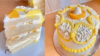 Moist Vanilla Peach Cake Simple recipe /Basic Vanilla Cake But very Delicious mouth watering