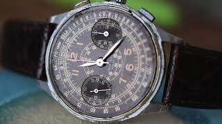 Stunning military chronograph Heuer Leonidas spiral tachymeter