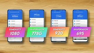 Dimensity 1080 Vs Snapdragon 778G Vs Dimensity 920 Vs Snapdragon 695 | Antutu Score & Specification