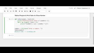 Day 27 : Python Program to Print Table of a Given Number