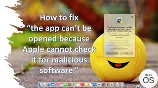 How to fix "the application can’t be opened because Apple cannot check it for malicious software"