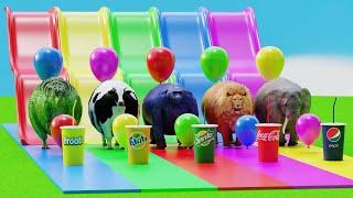 Choose Right Drink with Elephant Gorilla Cow Lion Dinosaur Wild Animals Games Fountain Crossing Game